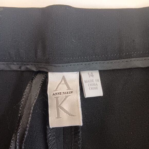 NWT Anne Klein Size 14 Retro Black Pleated High-Waist Loose-Leg Dress Slacks - Picture 4 of 9